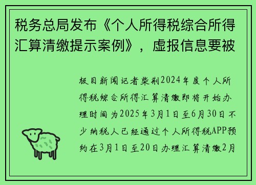 税务总局发布《个人所得税综合所得汇算清缴提示案例》，虚报信息要被查